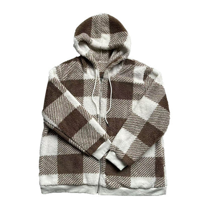 Sweater Hooded Plaid Plush All-matching