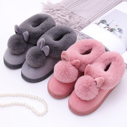Long Ear Single Ball Cotton Shoes For Men And Women