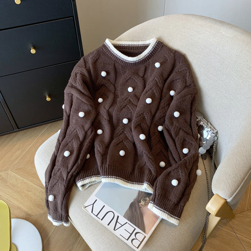 Women's Christmas Three-dimensional Ball Sweater Pullover