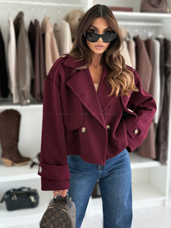 Women's Solid Color Long Sleeve Casual Short Woolen Coat