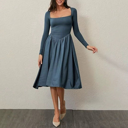 Women's Solid Color Long Sleeve Bottoming Dress