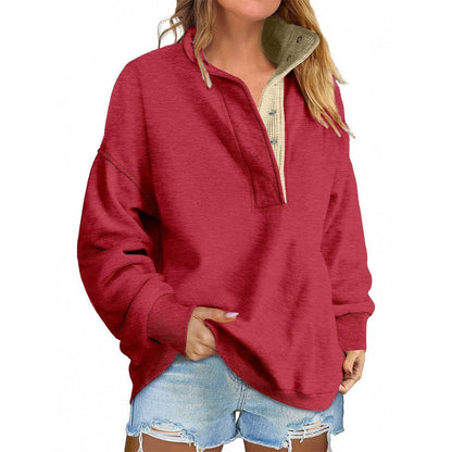 Pullover Leisure Loose Button Sweater For Women