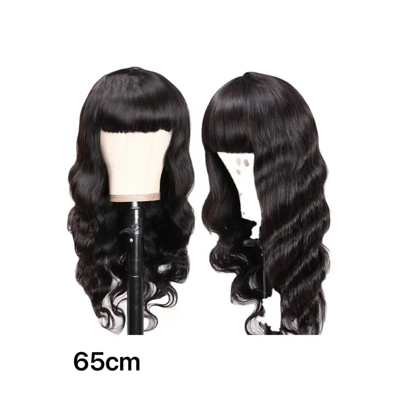 Wig Female Air Bangs Long Curly Hair Big Wave Roll Black Medium Chemical Fiber Hair