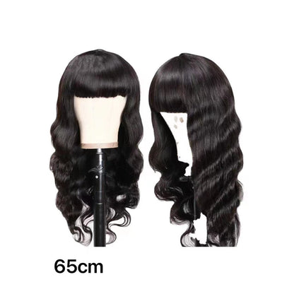 Wig Female Air Bangs Long Curly Hair Big Wave Roll Black Medium Chemical Fiber Hair