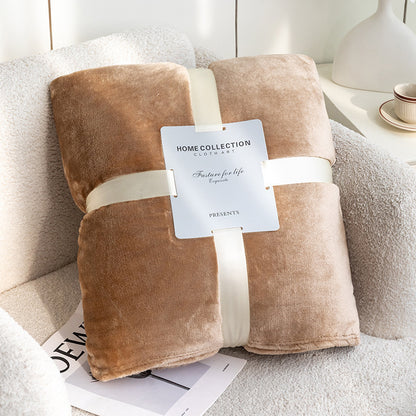 Solid Color Flannel Coral Fleece Blanket Plain Sofa Cover