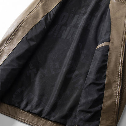 Injall Lun Leather Clothing With Stand Collar Men's Coat