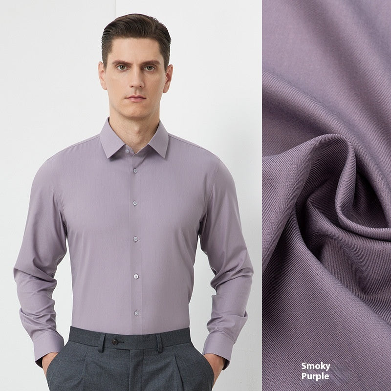 Men's Long-sleeved Mulberry Silk Non-ironing Business Clothing Micro-elastic Casual Shirt