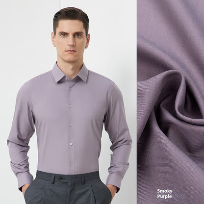 Men's Long-sleeved Mulberry Silk Non-ironing Business Clothing Micro-elastic Casual Shirt