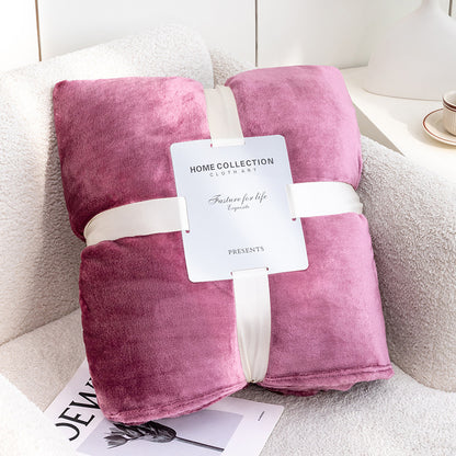 Solid Color Flannel Coral Fleece Blanket Plain Sofa Cover