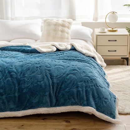 Double Thick Jacquard Berber Fleece Blanket Comfortable Cotton Thickened Warm