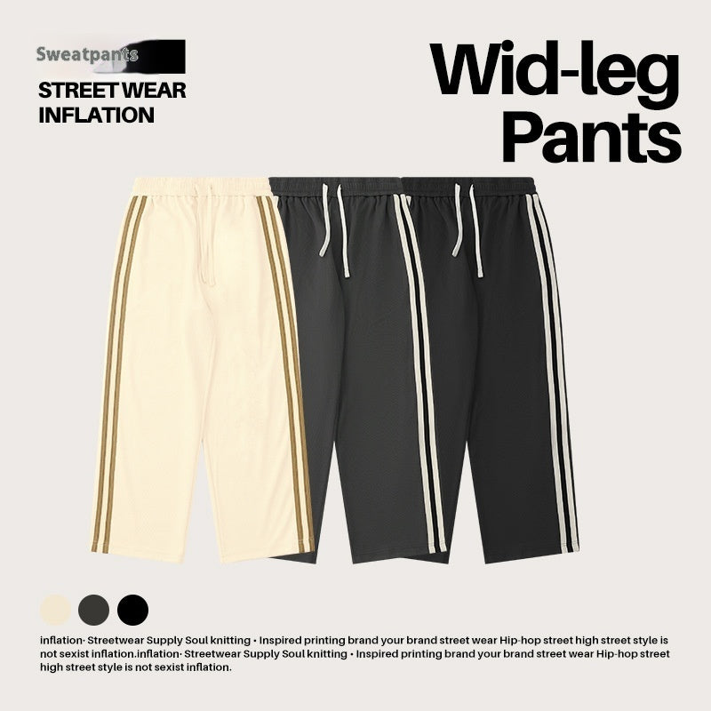 Loose Casual Men's Clothing New Oxygen Cotton Sports Ribbon Straight-leg Pants