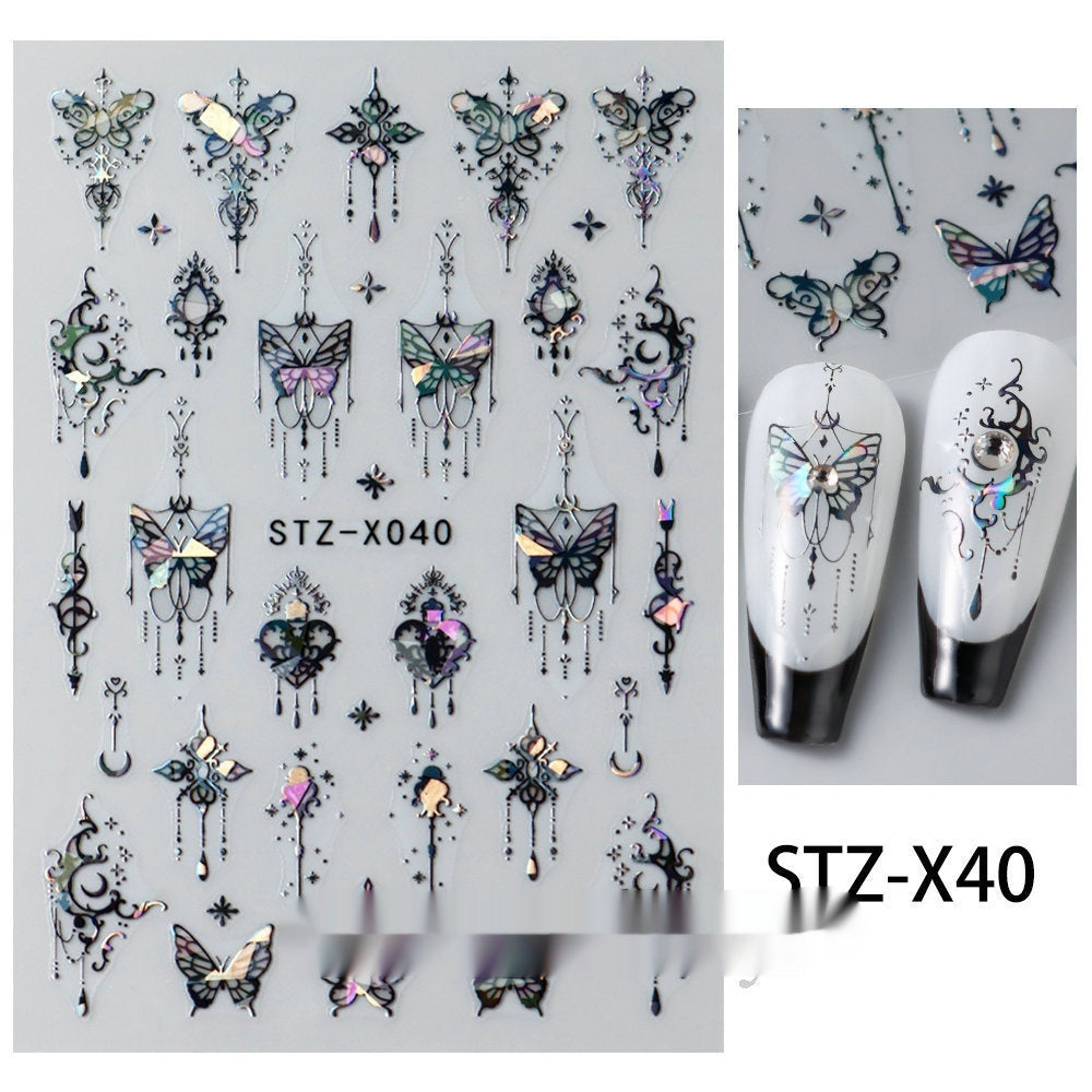 New Nail Beauty Black And Silver Strip Sticker