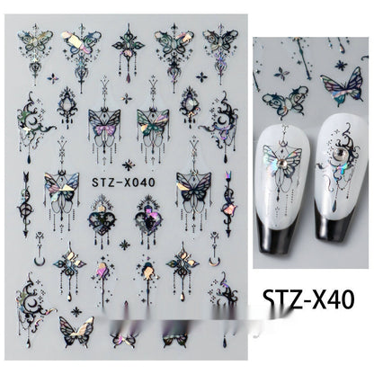 New Nail Beauty Black And Silver Strip Sticker