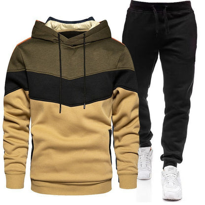 Sweater Men's Color Matching Hoodie Sportswear Suit