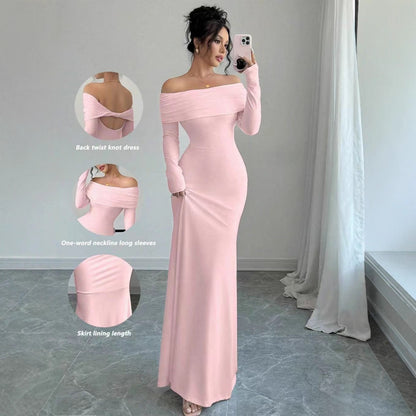Women's  Off-shoulder Fashion Slim Temperament Sexy Sheath Dress