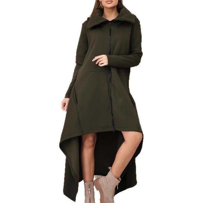 Solid Color Hooded Loose Zip All-matching Hoodie Skirt