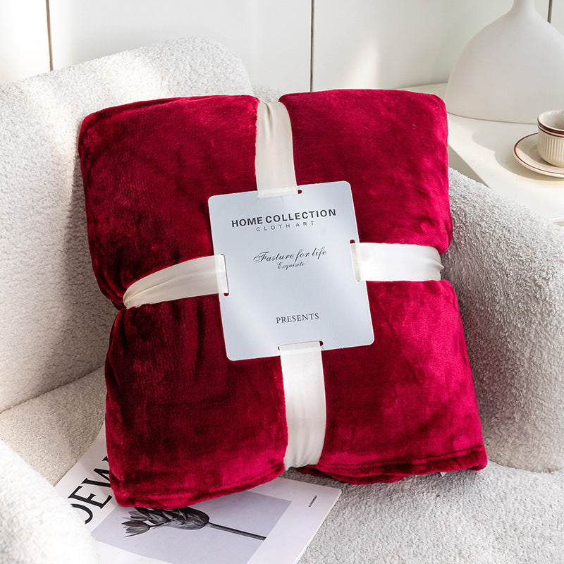 Solid Color Flannel Coral Fleece Blanket Plain Sofa Cover