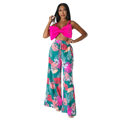 Women's Fashion Casual Pattern Printed Wide-leg Pants