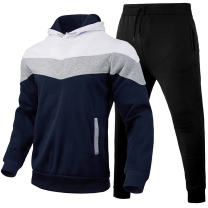 Sweater Men's Color Matching Hoodie Sportswear Suit