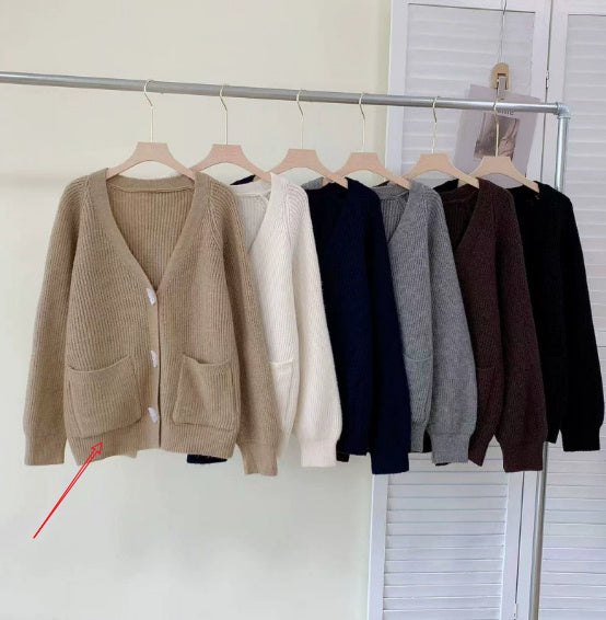 Winter New Horn Button Loose Sweater Coat