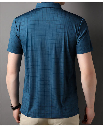 Men's Mercerized Cotton Fashion T-shirt Clothing For Middle-aged Dad Ice Silk Men's Clothing