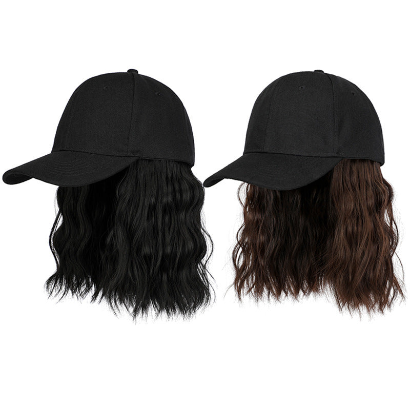 Natural New One-piece Wig Women's Short Curly Hair Baseball Hat