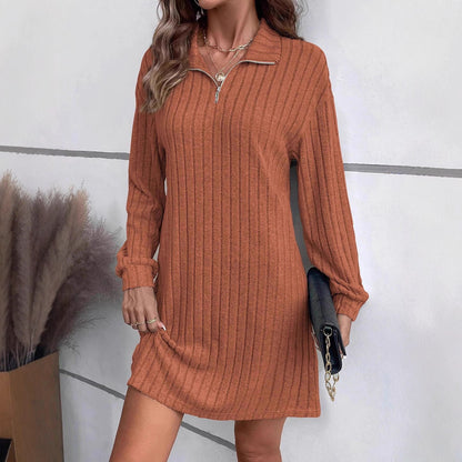 European And American Turtleneck Sheath Dress Women's Clothing