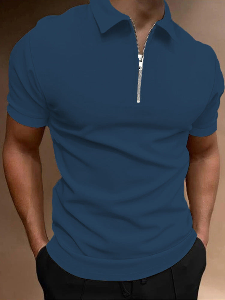 Men's Polo Shirt Solid Color Polo Collar T-shirt Casual Fit Top Men's Clothing