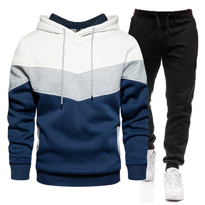 Sweater Men's Color Matching Hoodie Sportswear Suit