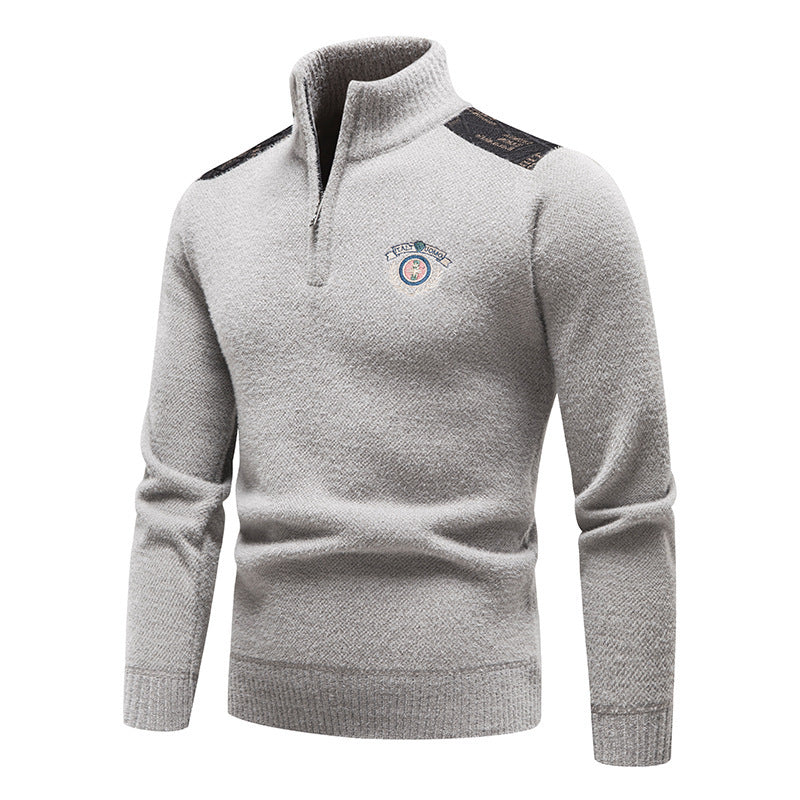 Velvet Stand Collar Thickened Men's Clothing Sweater