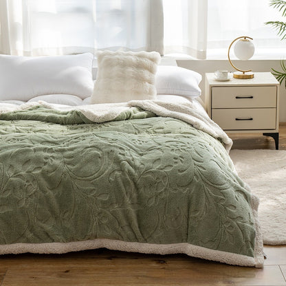 Double Thick Jacquard Berber Fleece Blanket Comfortable Cotton Thickened Warm