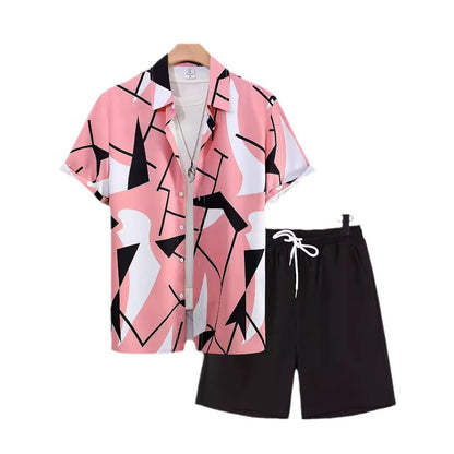 Men's Short Sleeve Shirt Outfit Printed Men's Clothing