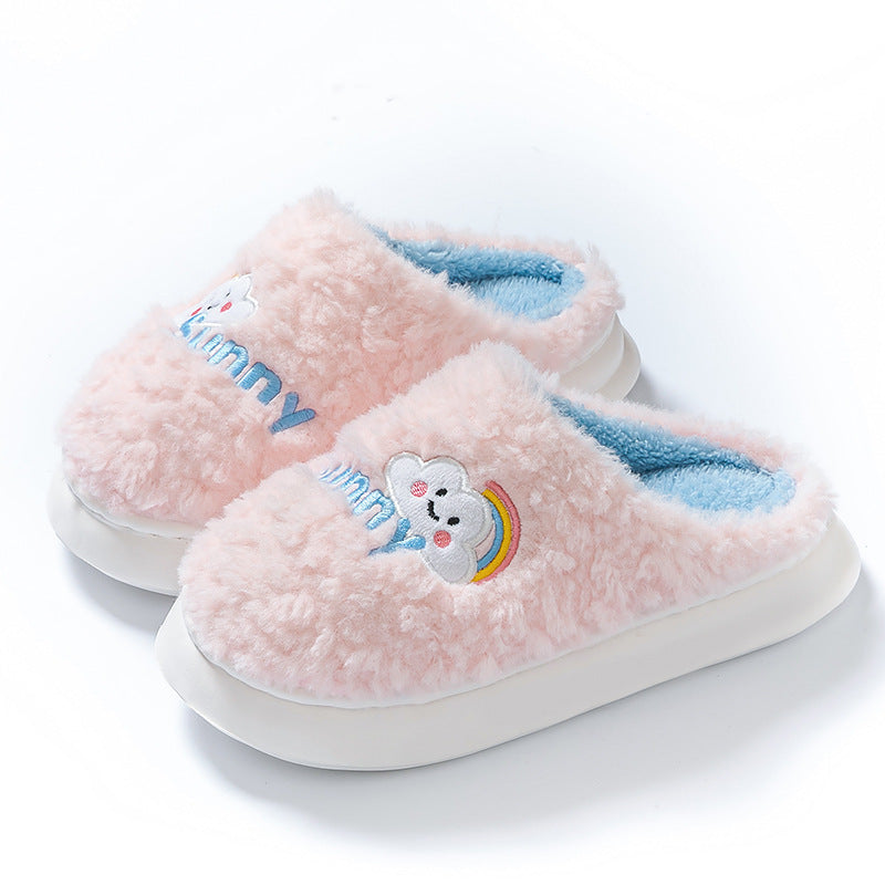 Cute Cartoon Cotton Slippers Thick Bottom Home Slippers Fashion Floor Bedroom Slipper Women Men Couples Warm House Shoes