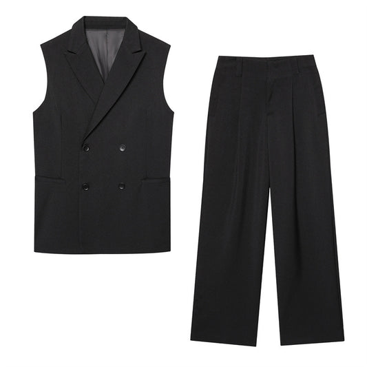 Loose Vest Casual Pleated Pants