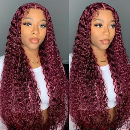 Fashion Wine Red Wig Front Lace Small Roll Wound Tube Afro Synthetic Wigs