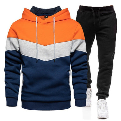 Sweater Men's Color Matching Hoodie Sportswear Suit