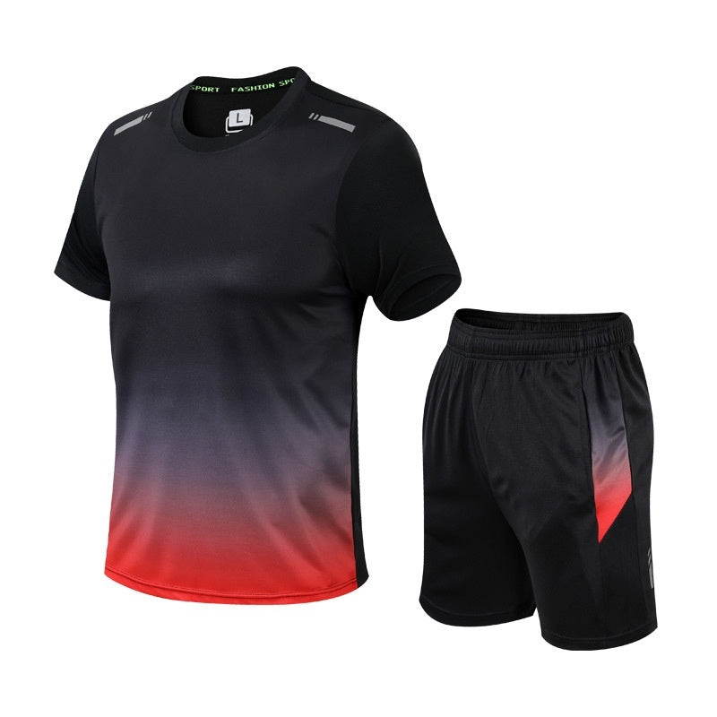 Quick Drying Clothes Men's Short Sleeve Shorts Running Clothing Two-piece Set