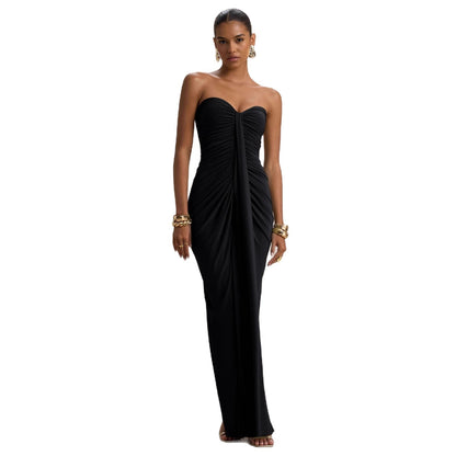 Sexy Bandeau Slim Fit Pleated Sheath Dress