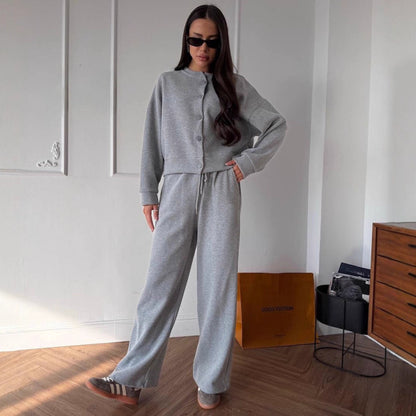 Thin O-neck Short Sweater Suit Women's Casual