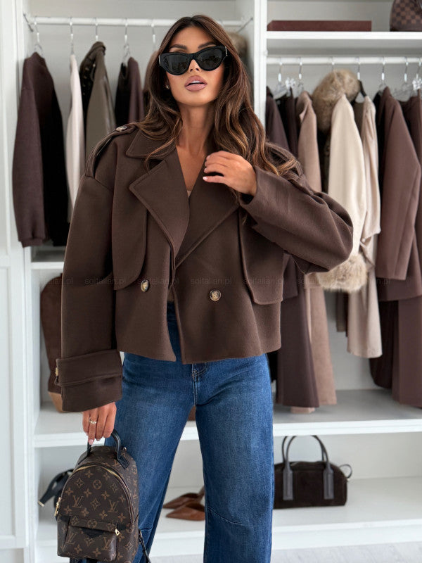 Women's Solid Color Long Sleeve Casual Short Woolen Coat