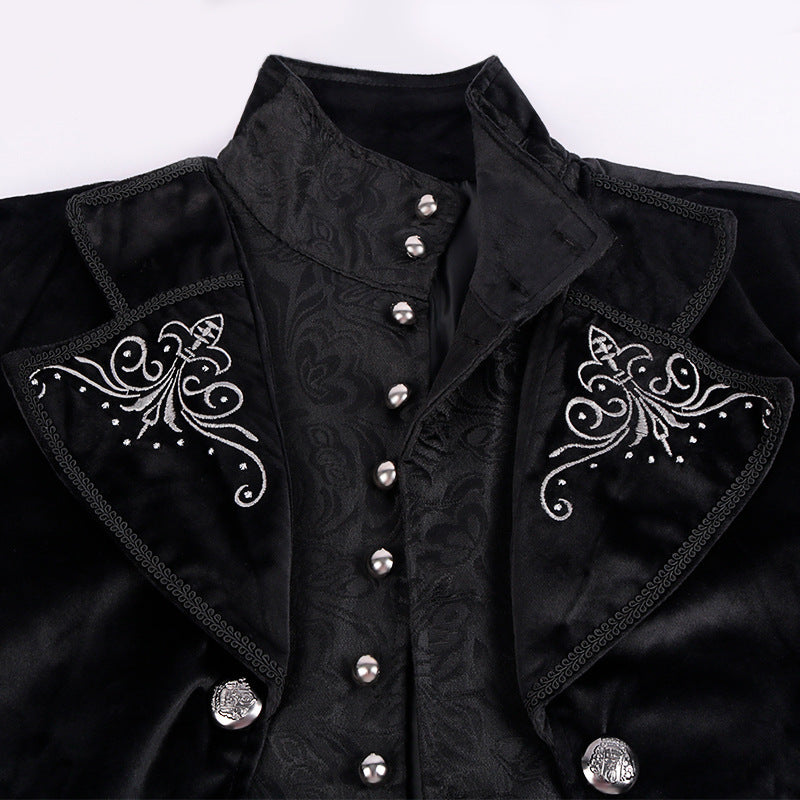 Christmas Stand Collar Court Medieval Retro Clothing Mid-length Men's Overcoat