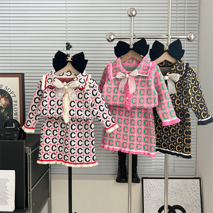 Kids' Sweater Suit Knitted Cardigan Two-piece Set