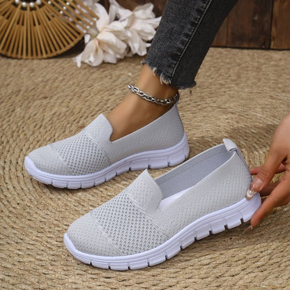 Mesh Breathable Flat Solid Color Casual Shoes For Women