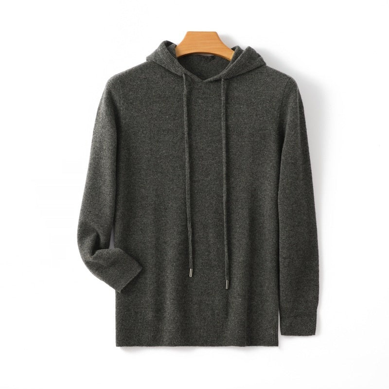 Men's Hooded Solid Color Skin-friendly Knitted Warm Hoodie Bottoming Shirt