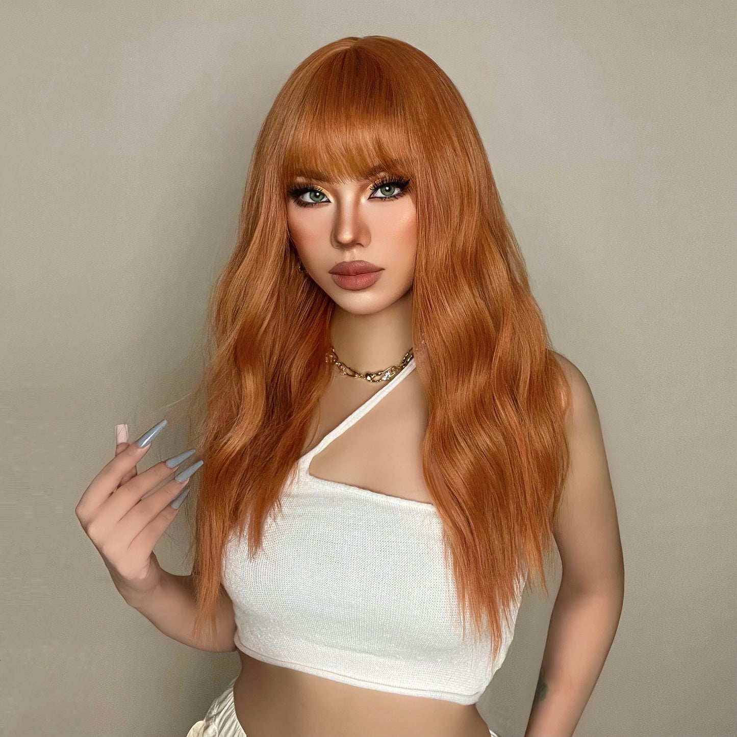 Women's Orange Long Hair Wig