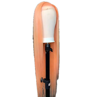 Light Orange Long Straight Hair 134 Front Lace Chemical Fiber High-temperature Fiber Wig Head Cover