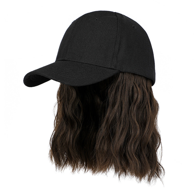 Natural New One-piece Wig Women's Short Curly Hair Baseball Hat
