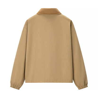 Women's Casual Zipper Short Jacket Coat Lapel Fashion Jacket