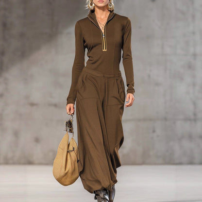 Top Wide Leg Pocket Trousers Two-piece Set