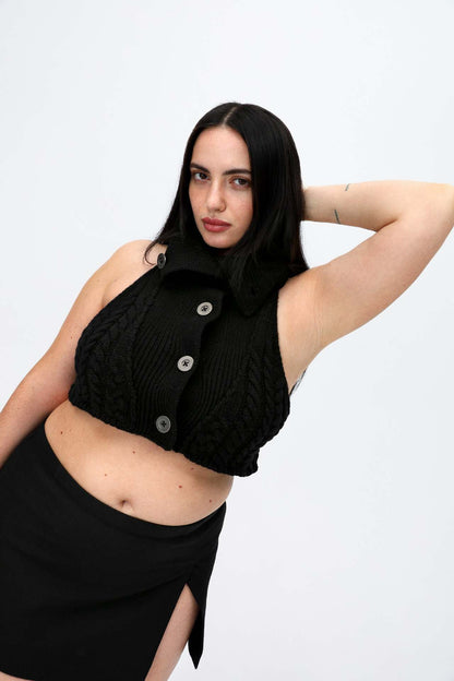 Turtleneck Fashion Sexy Short Sleeveless Vest